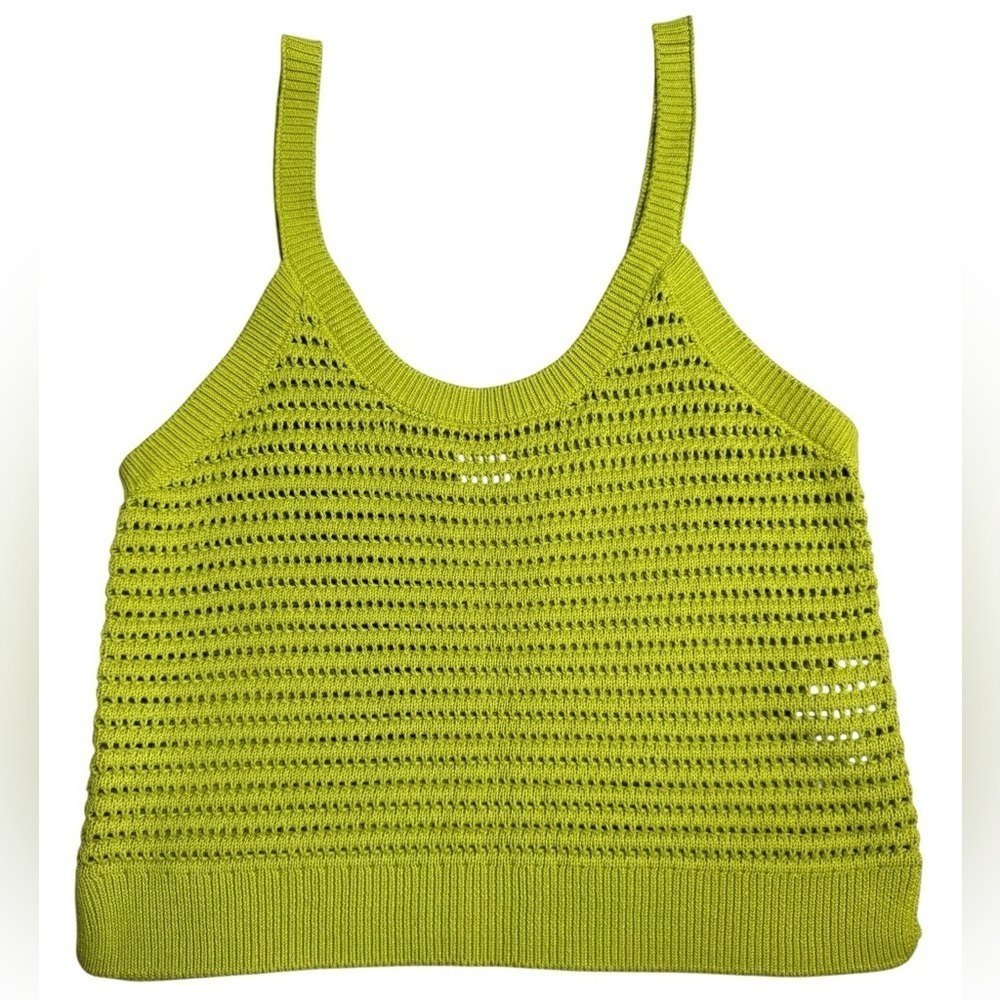 Abercrombie & Fitch Lime Green Crochet Knit Tank Top Size M - Picture 4 of 5